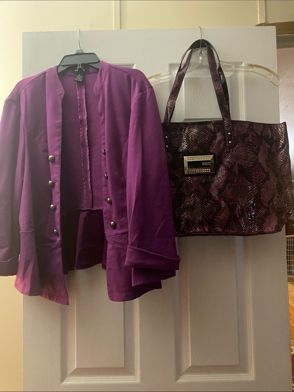 Torrid Jacket with matching Guess Purse.  Plum Color. Size 1x